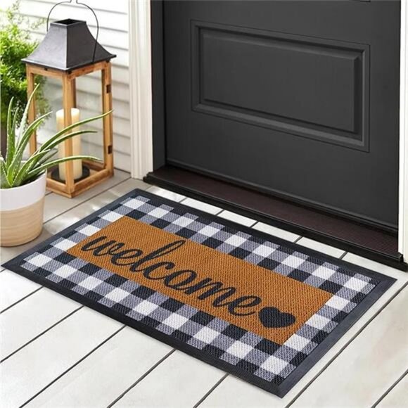 Welcome Mat Doormat Door Mat Rubber Backing 30'' x17'' Checkered - Picture 8 of 8